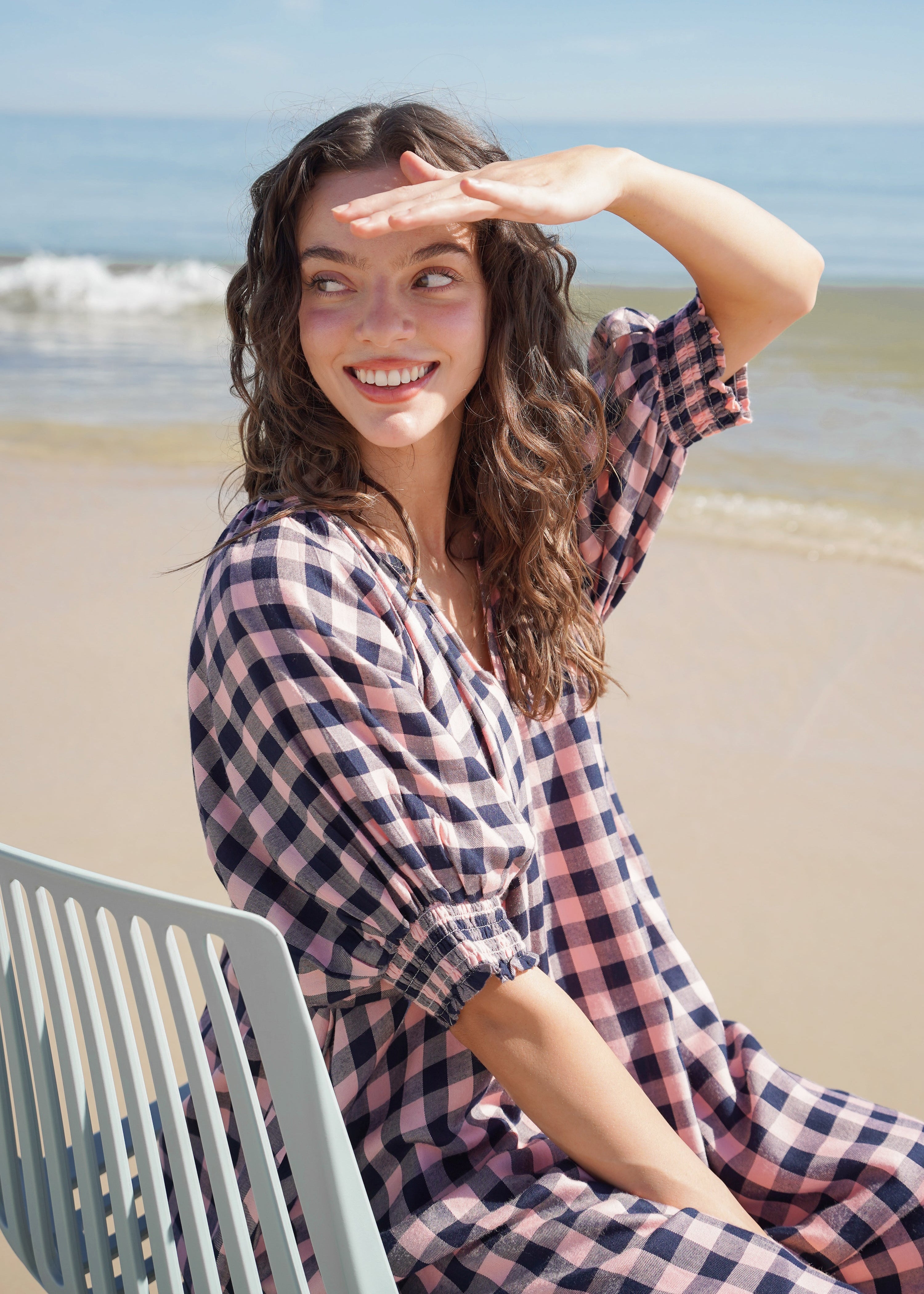 POSIE DRESS // NAVY + PINK GINGHAM
