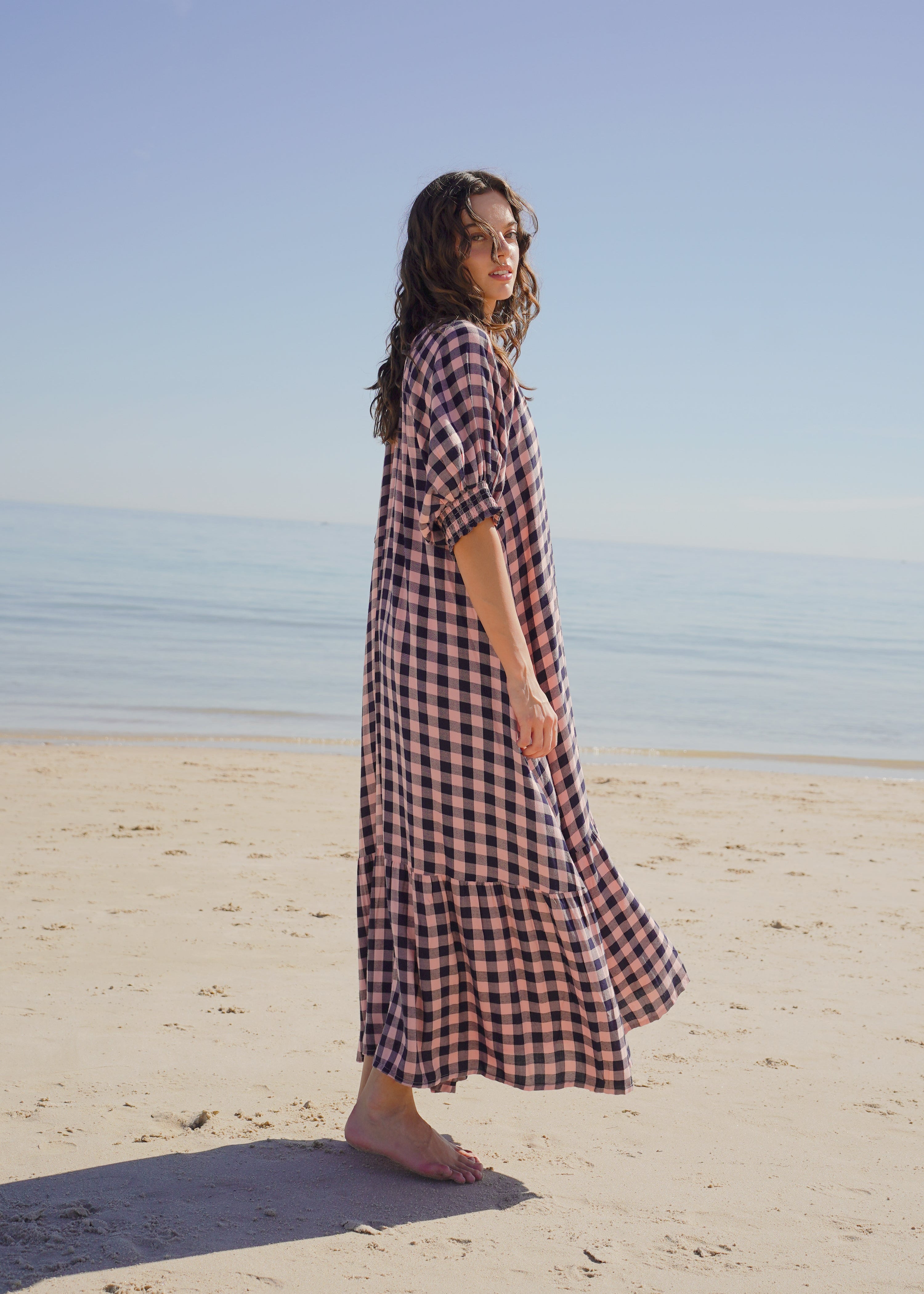 POSIE DRESS // NAVY + PINK GINGHAM