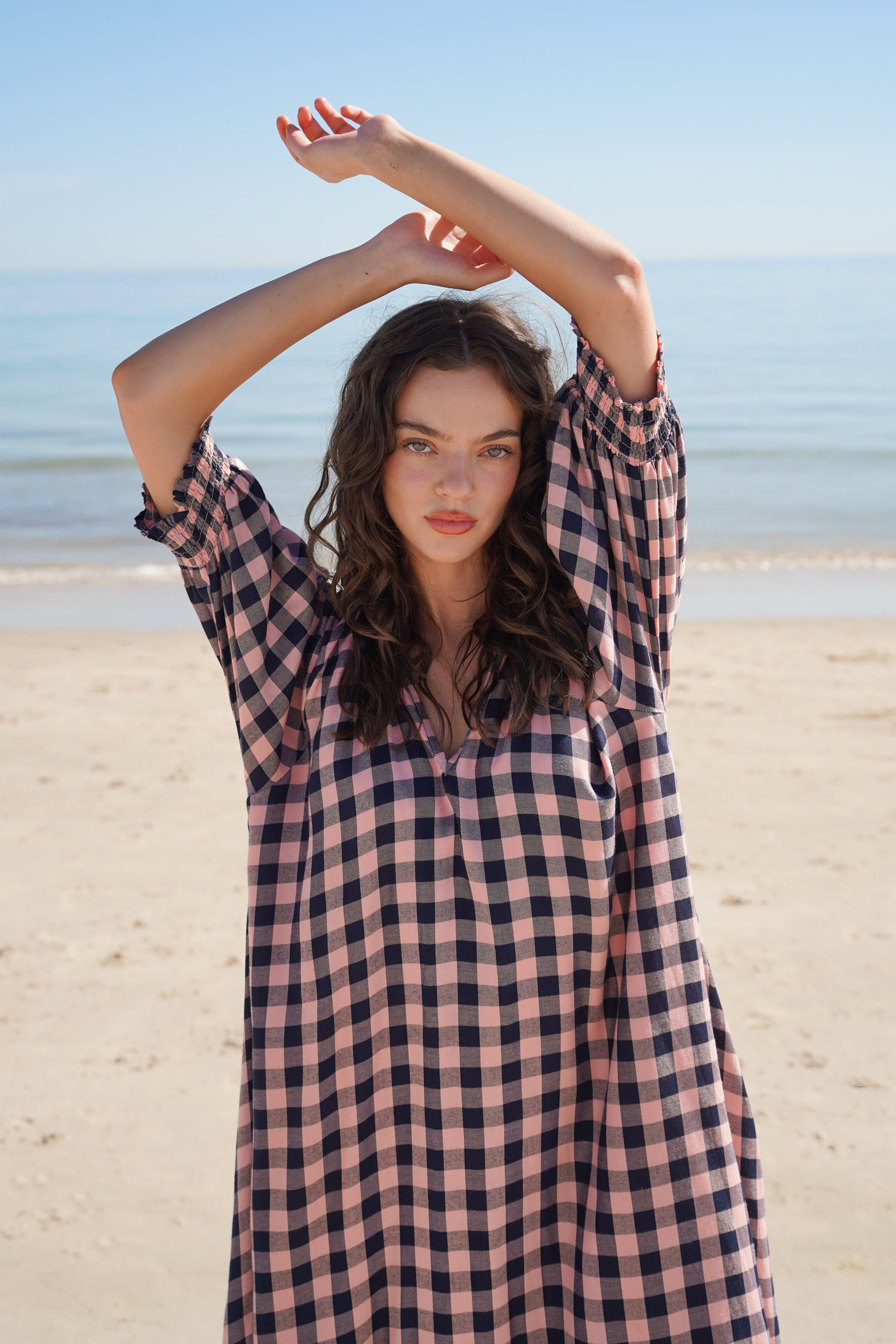 POSIE DRESS // NAVY + PINK GINGHAM