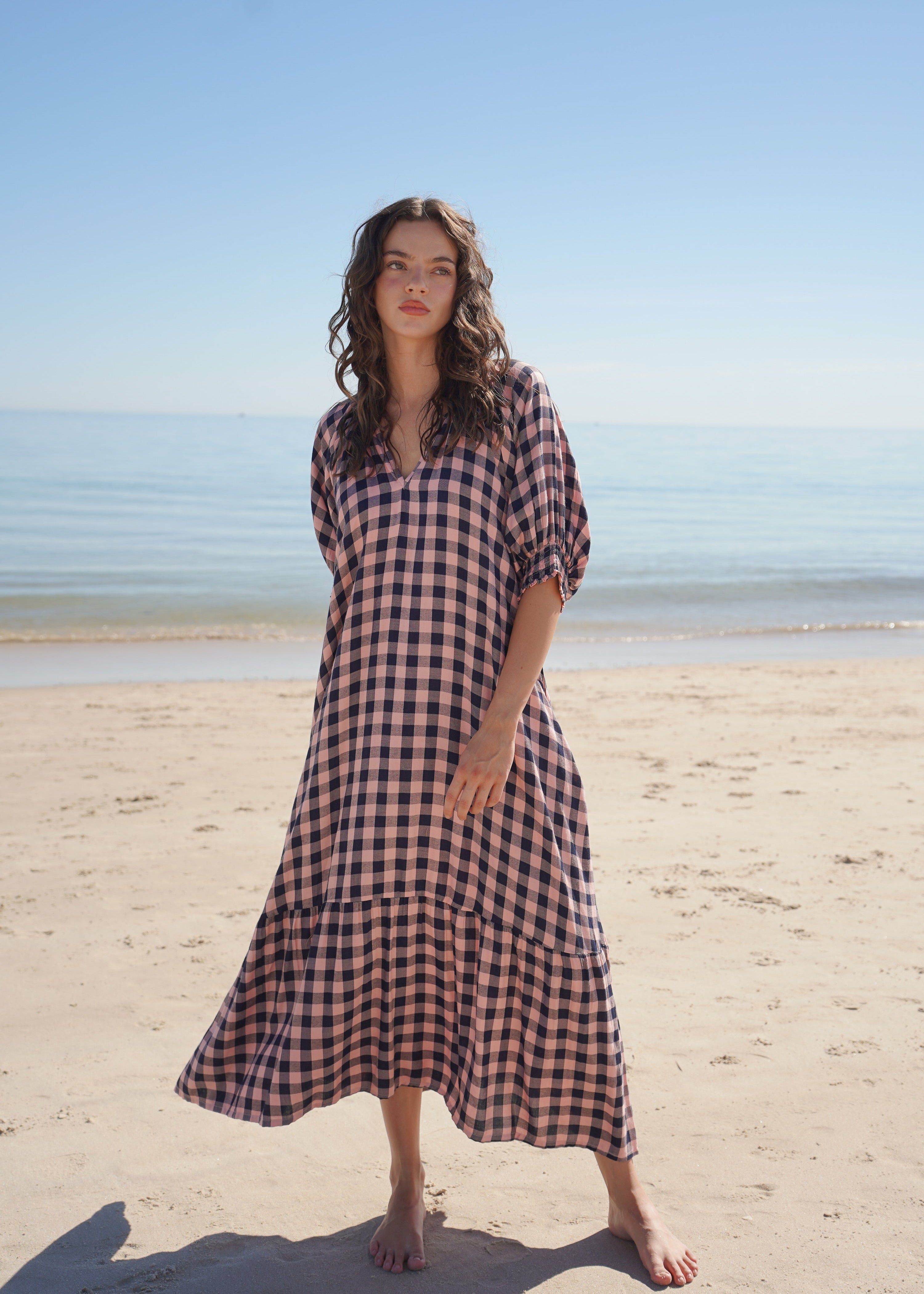 POSIE DRESS // NAVY + PINK GINGHAM